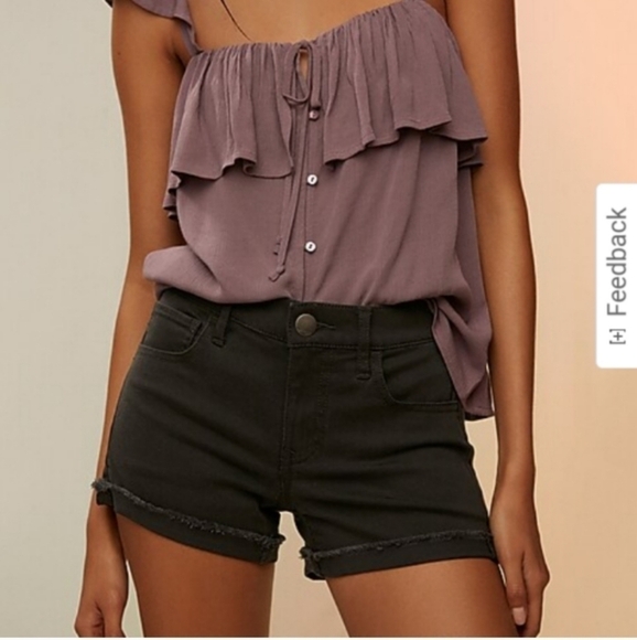 Express mid rise flip hem shortie jean shorts for women size 4 - Picture 4 of 4